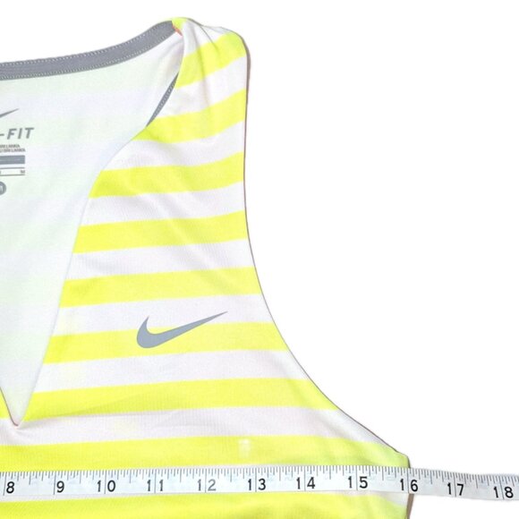 Nike | Dri-Fit Tennis Tank Top in Neon Yellow & White Stripes | Size Medium - Picture 9 of 10
